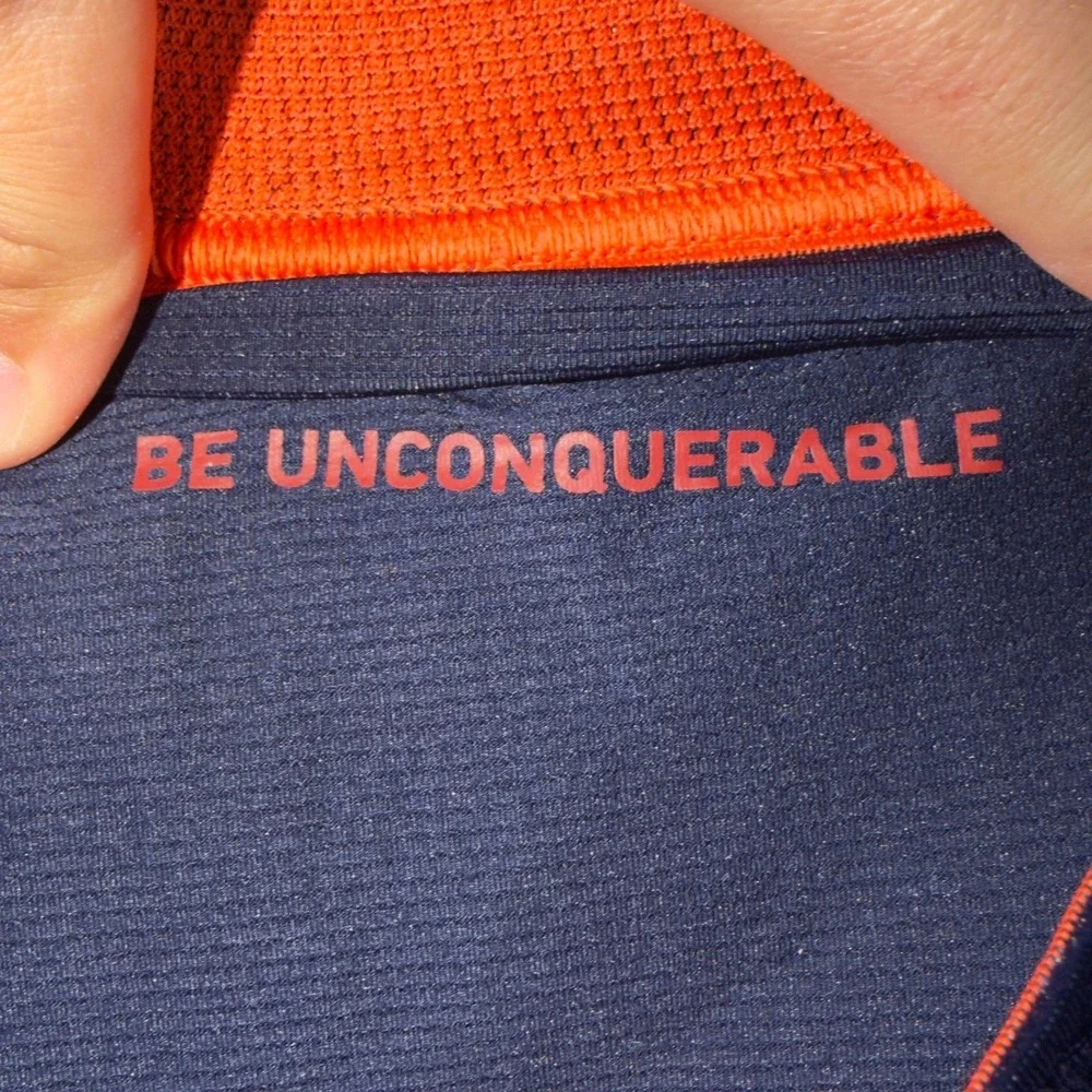Rhone Mens M Navy Blue 5 Inch Inseam Lined Athletic Training Shorts Orange Trim